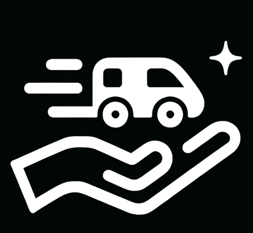 Hand holding a Van in motion Icon
